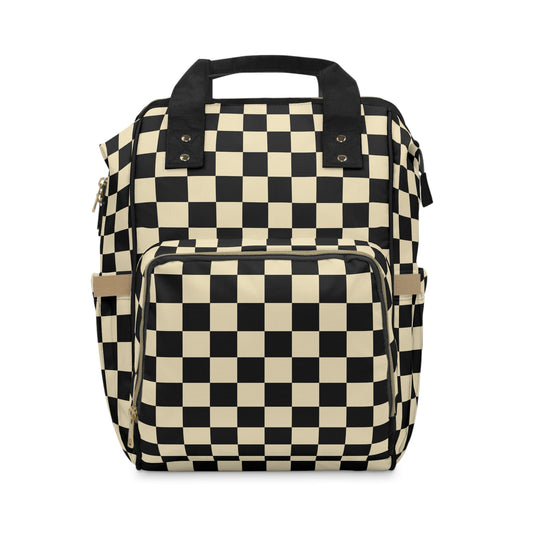 Black and White Checkered Diaper Bag Backpack