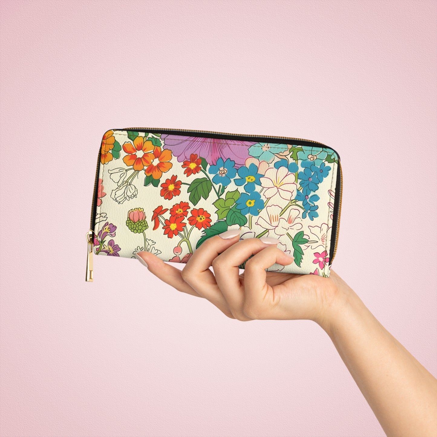 Vintage Style Flowers Zipper Wallet