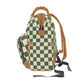 Green Checkered Multifunctional Diaper Backpack