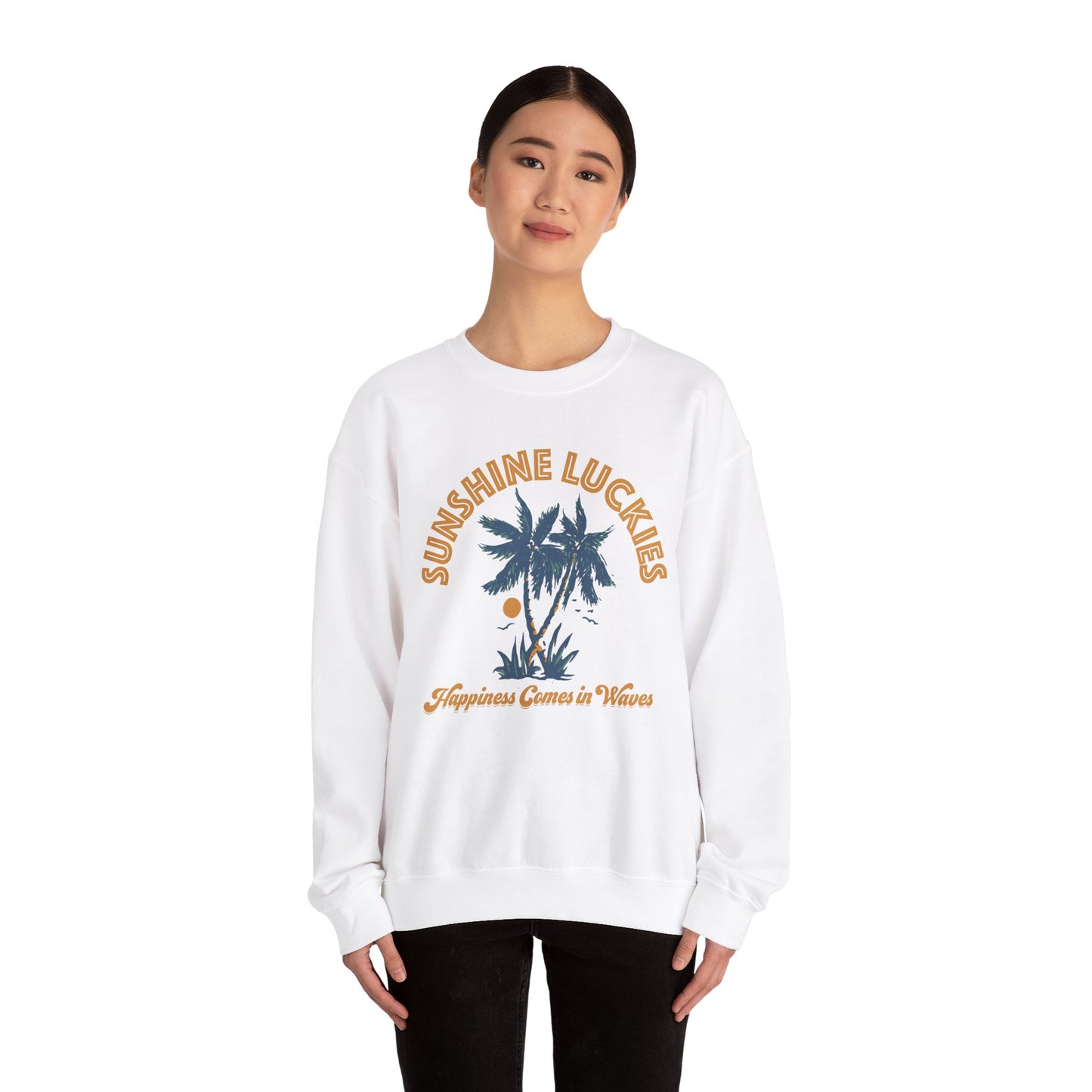 Happiness Comes In Waves Unisex Heavy Blend™ Crewneck Sweatshirt