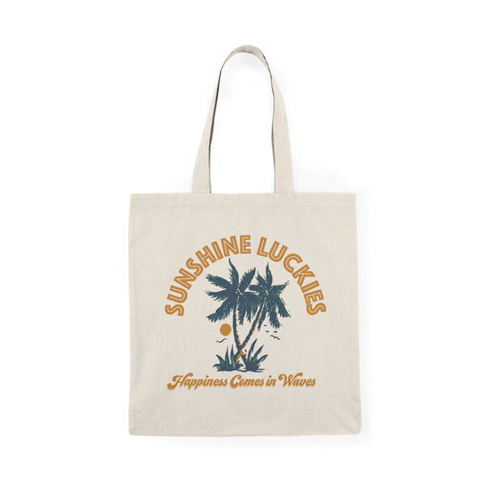 Happiness Comes in Waves Natural Tote Bag