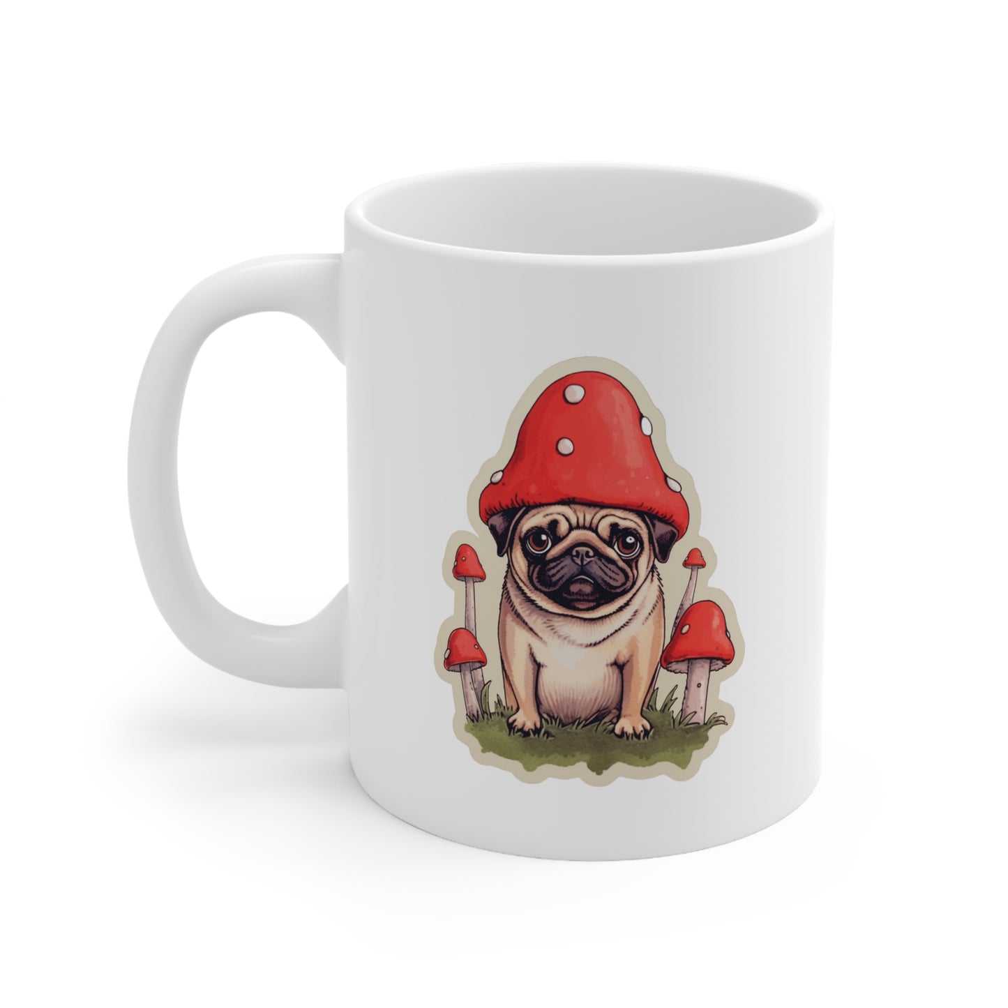 Pug Mushroom Ceramic Mug 11oz