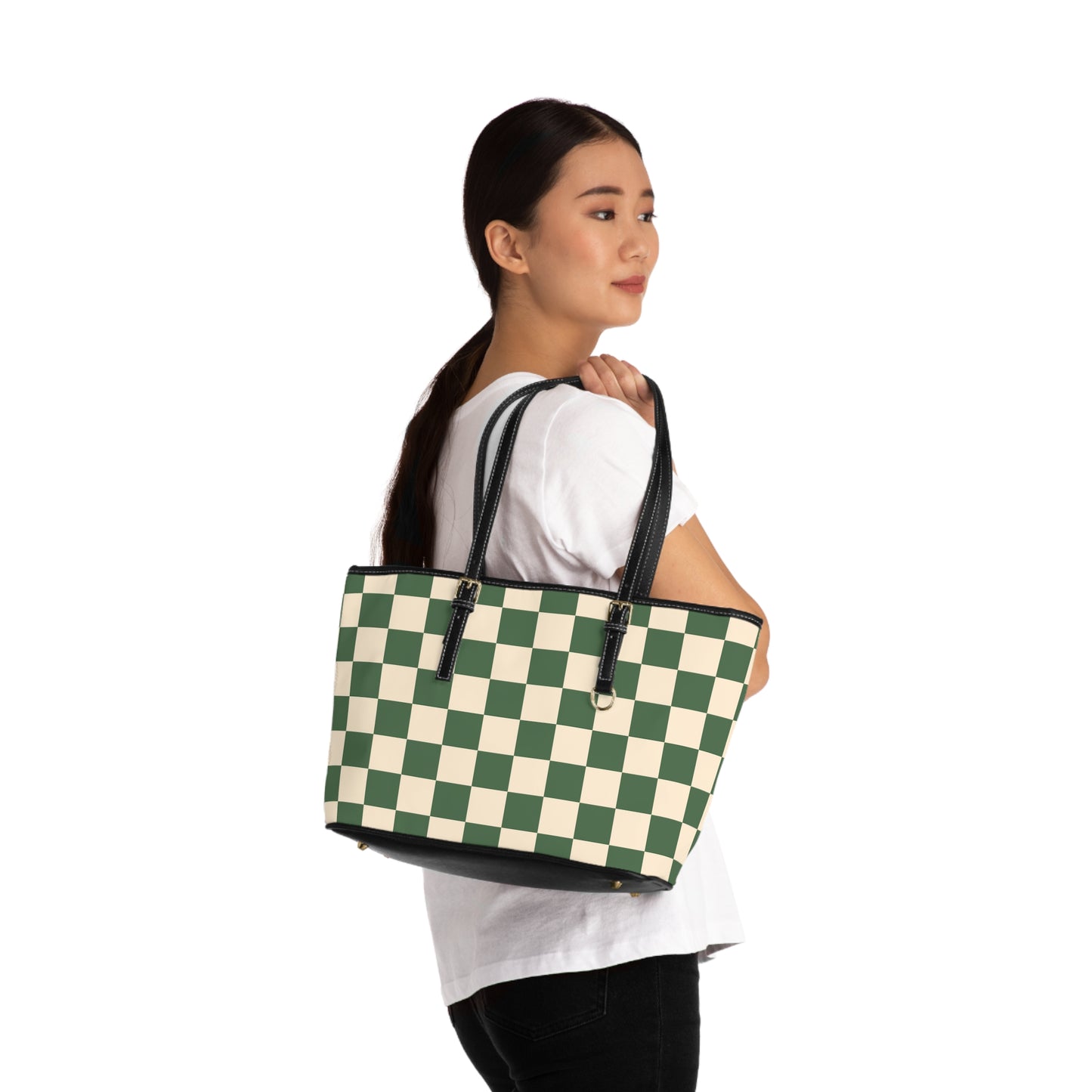 Green Checkered Shoulder Purse Bag