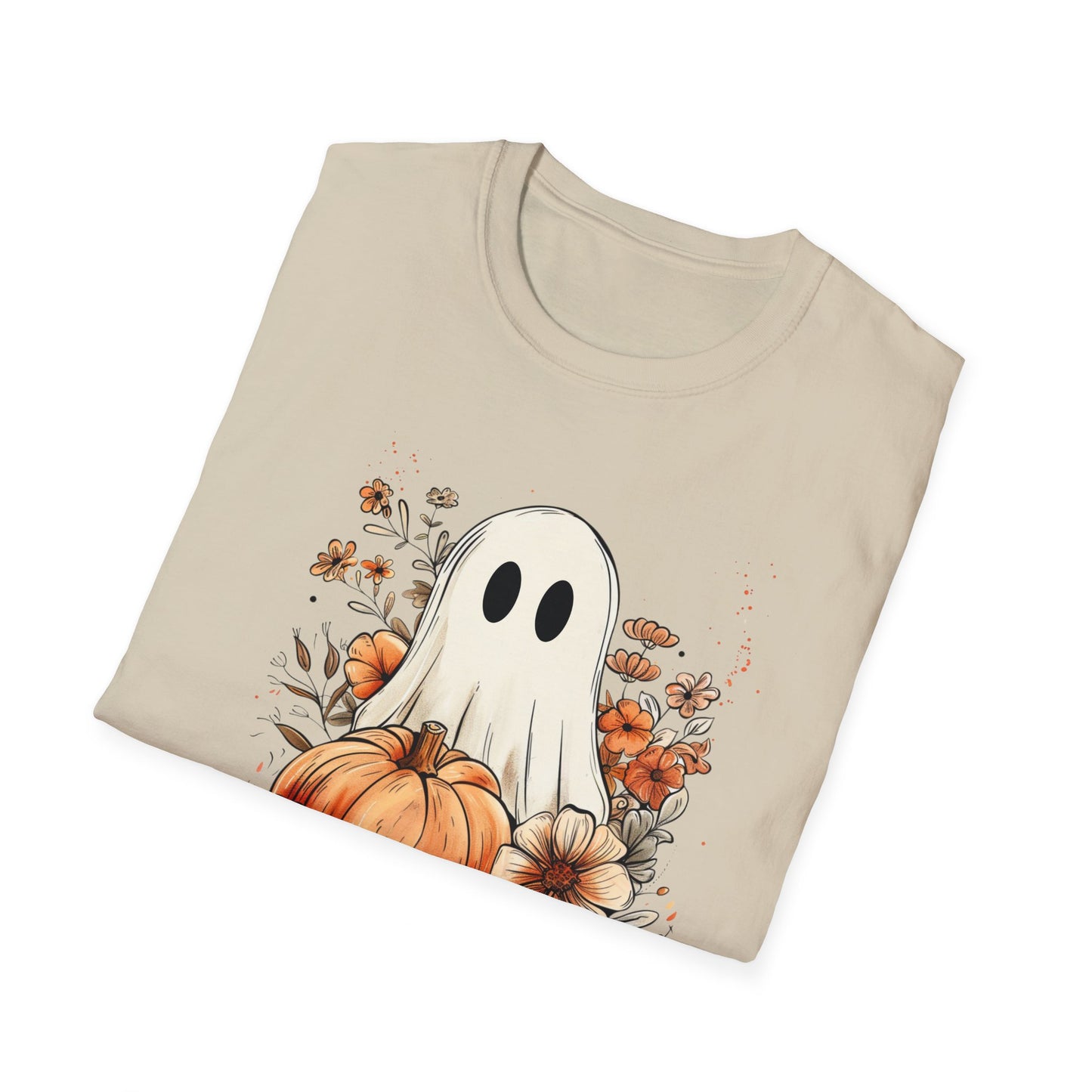 Fall Floral Ghost Unisex Softstyle T-Shirt