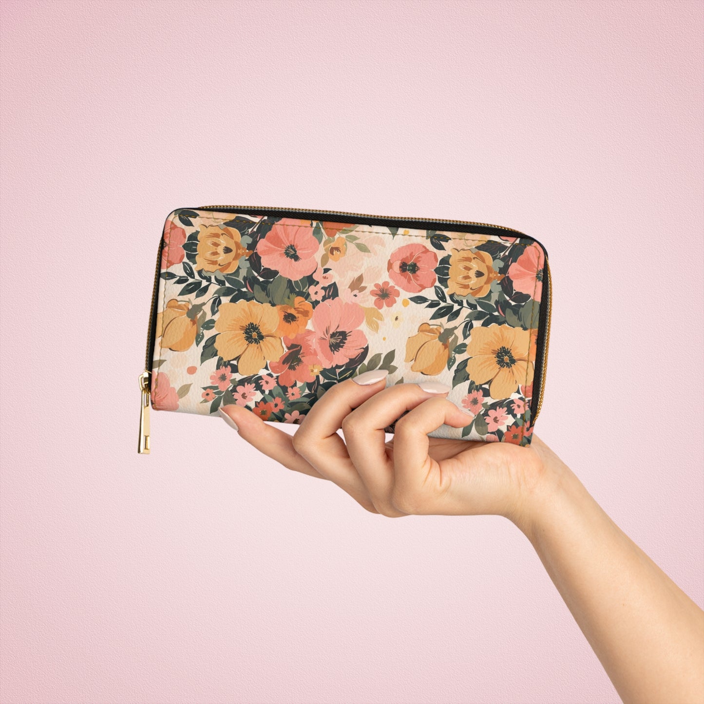 Romantic Vintage Florals Zipper Wallet