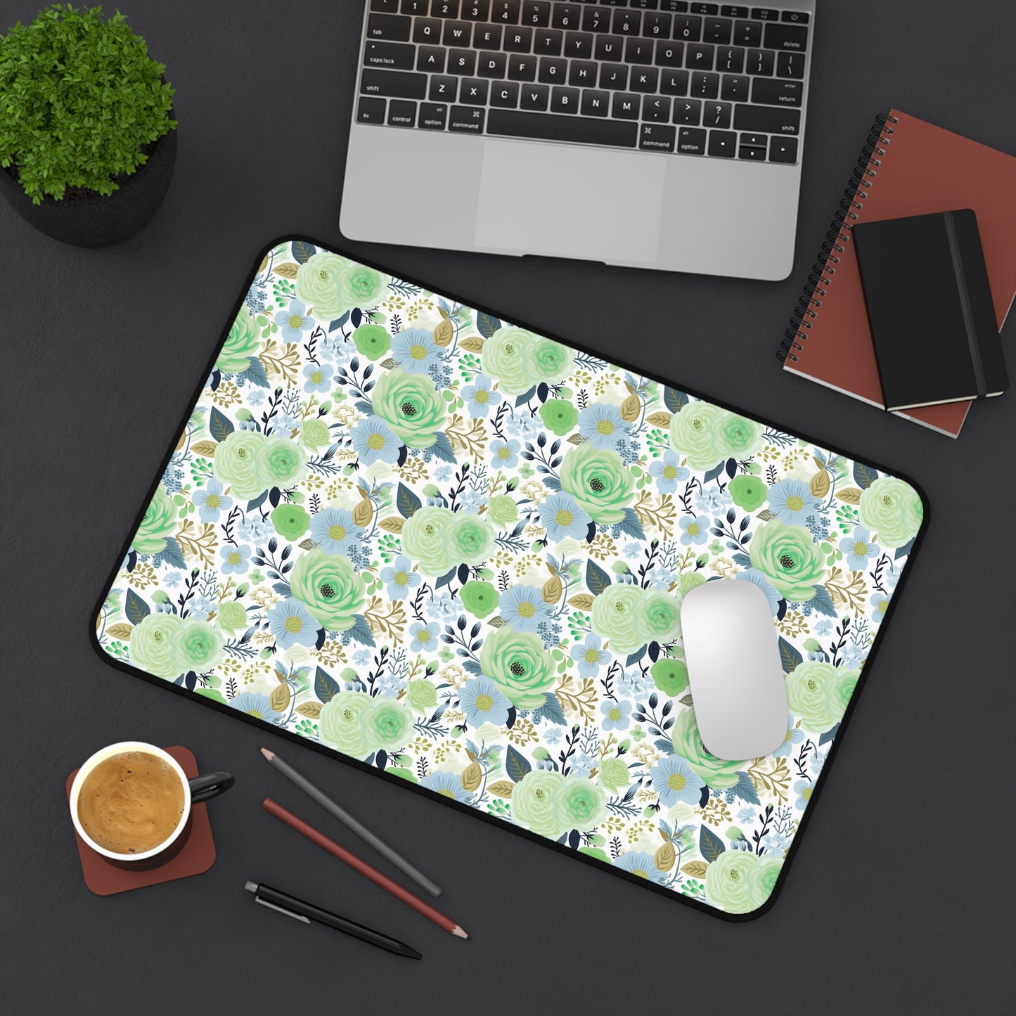 Desk Mat Mint Florals