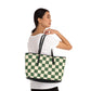 Green Checkered Shoulder Purse Bag