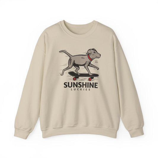 Sunshine Luckies Skateboarding Dog Unisex Heavy Blend™ Crewneck Sweatshirt