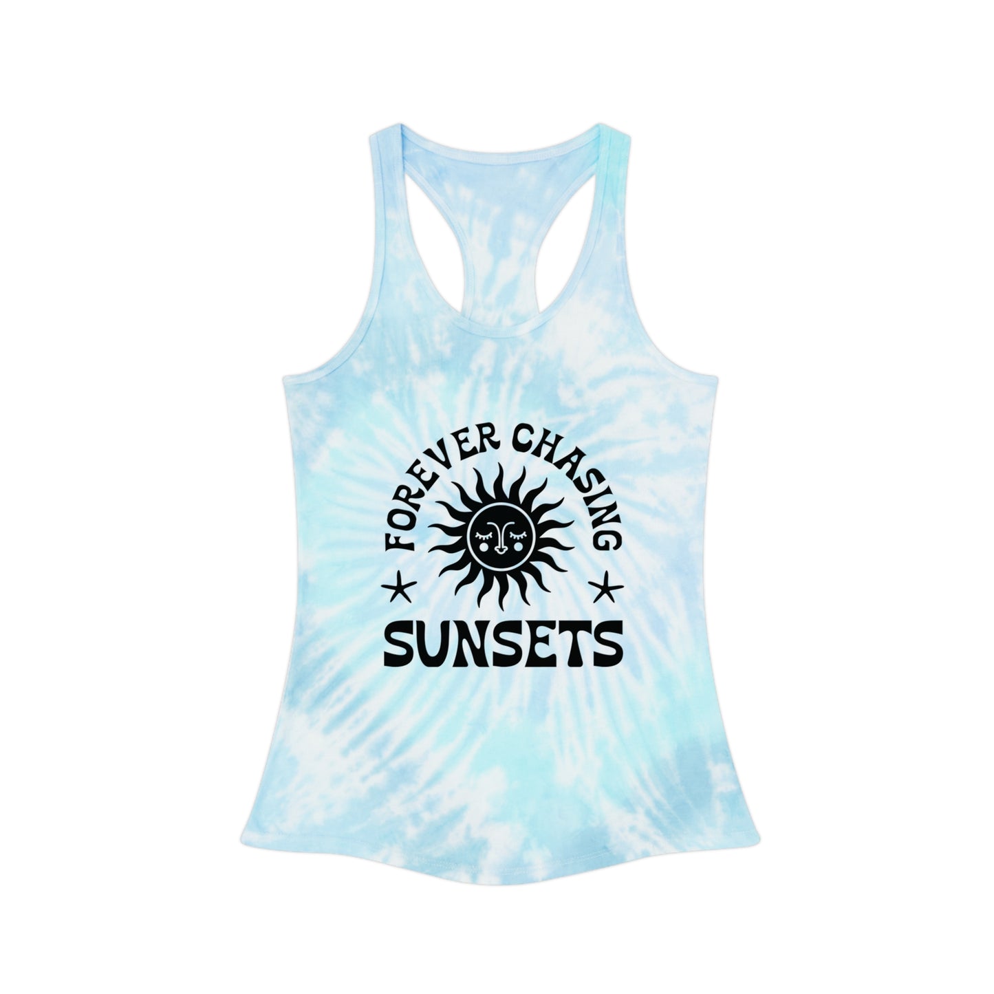 Forever Chasing Sunsets Tie Dye Women's Racerback Tank Top