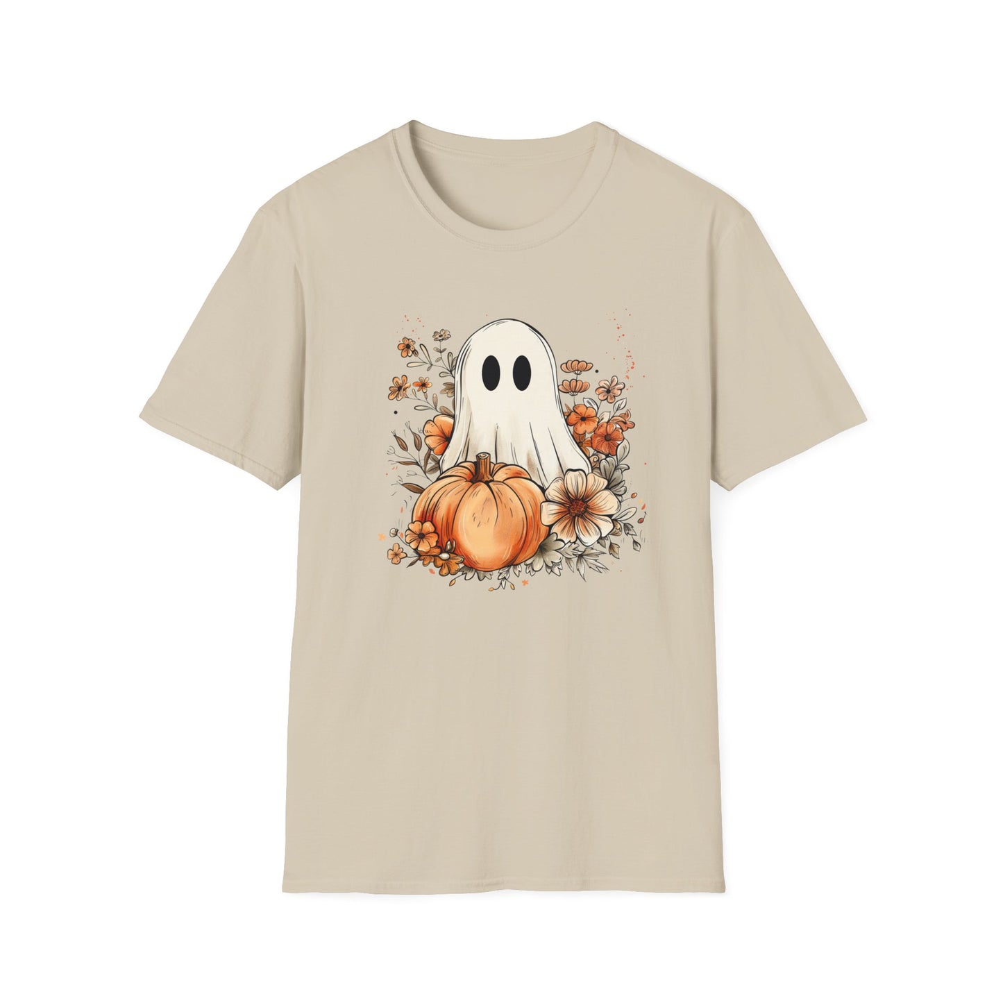 Fall Floral Ghost Unisex Softstyle T-Shirt