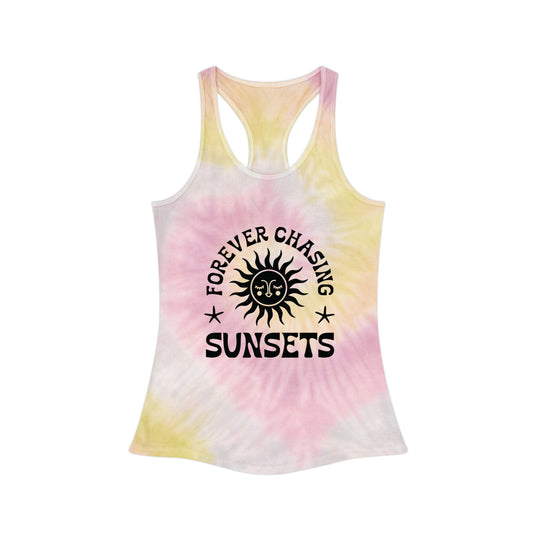 Forever Chasing Sunsets Tie Dye Women's Racerback Tank Top