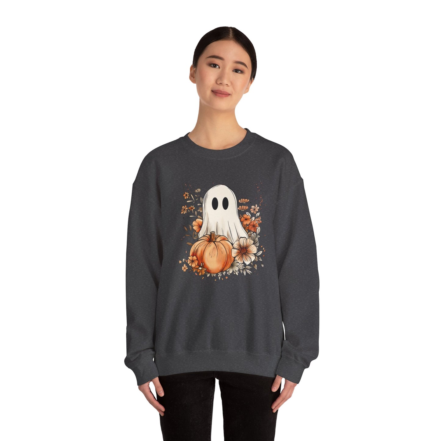 Fall Floral Ghost Unisex Heavy Blend™ Crewneck Sweatshirt