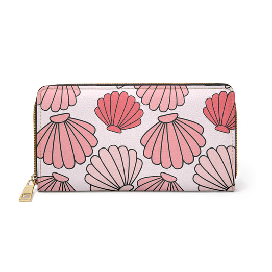 Pink Seashells Zipper Wallet