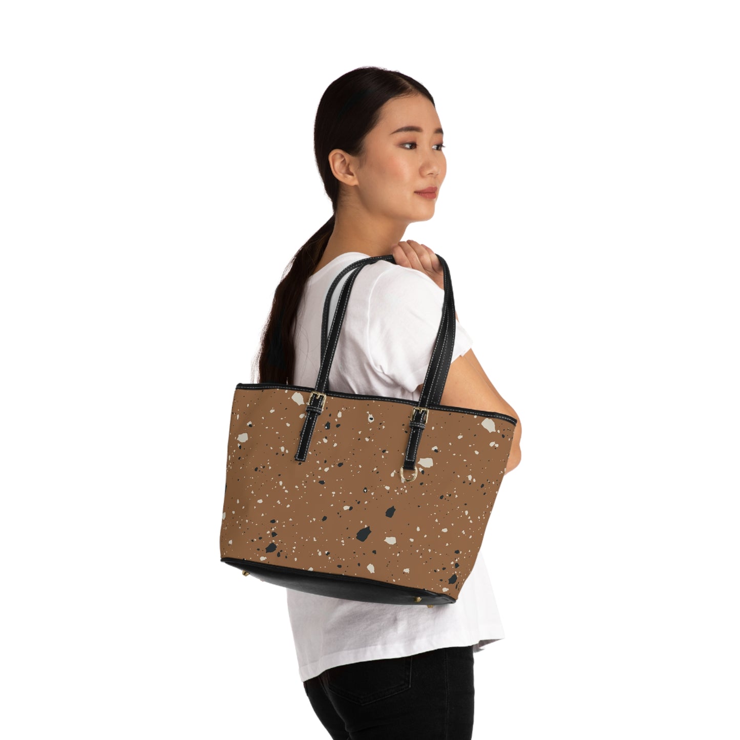 Brown Terrazzo Shoulder Purse Bag