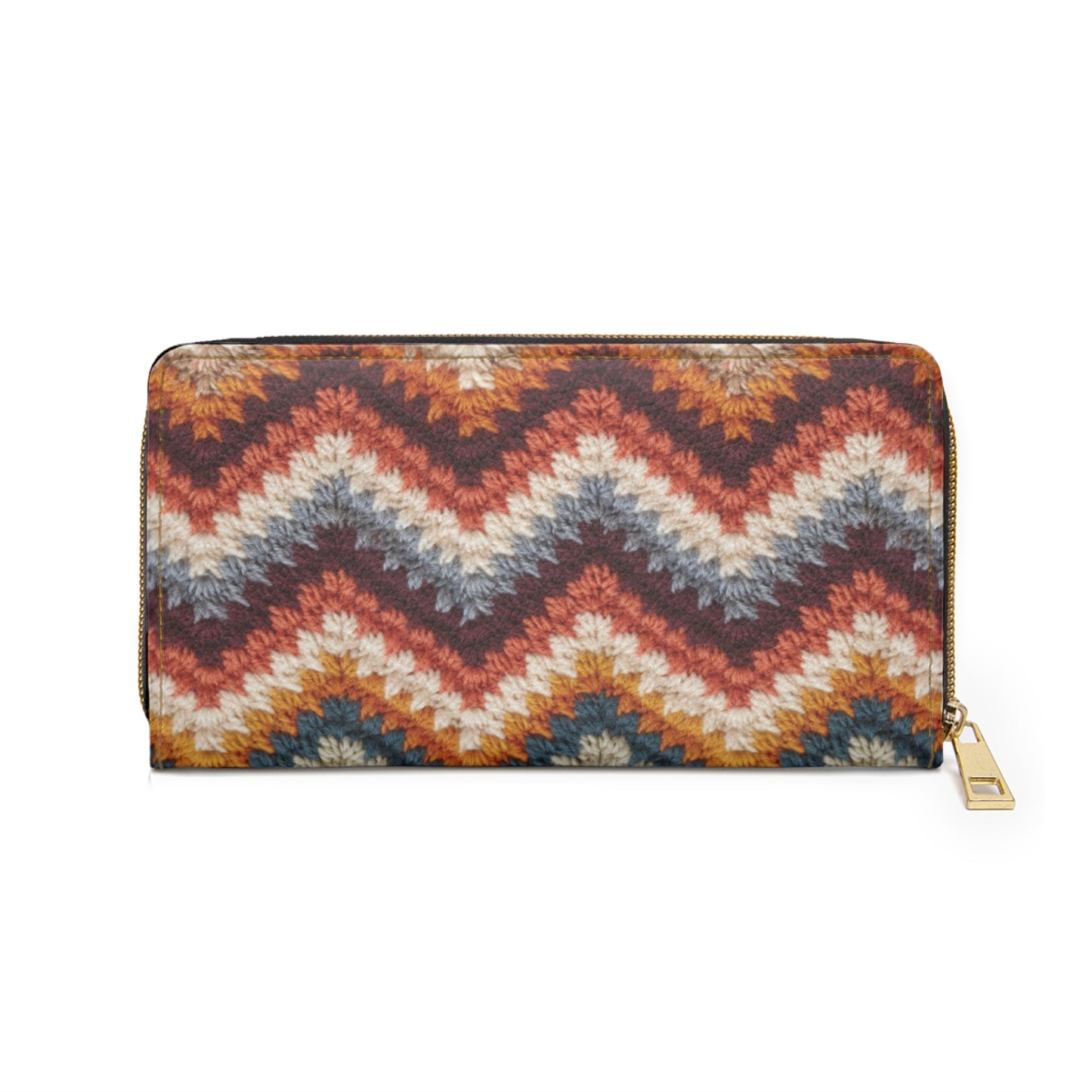 Faux Crochet Fall Chevron Zipper Wallet