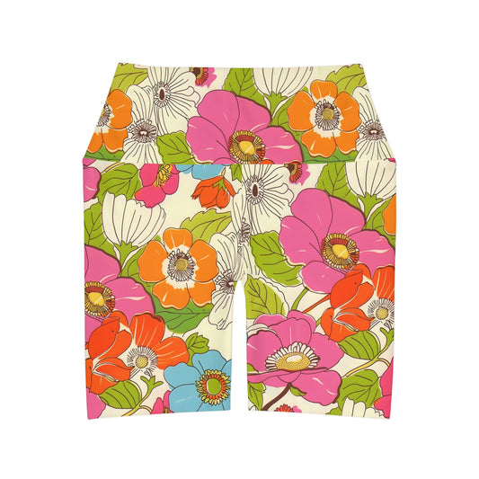 Retro Garden High Waisted Yoga Shorts