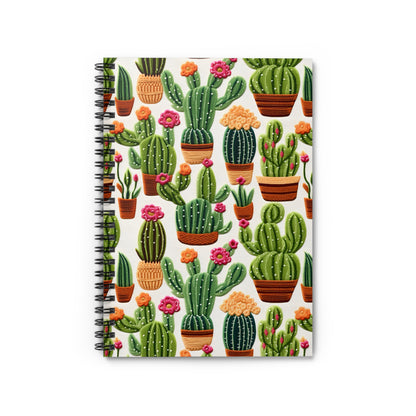 Faux Embroidery Cacti Spiral Notebook - Ruled Line