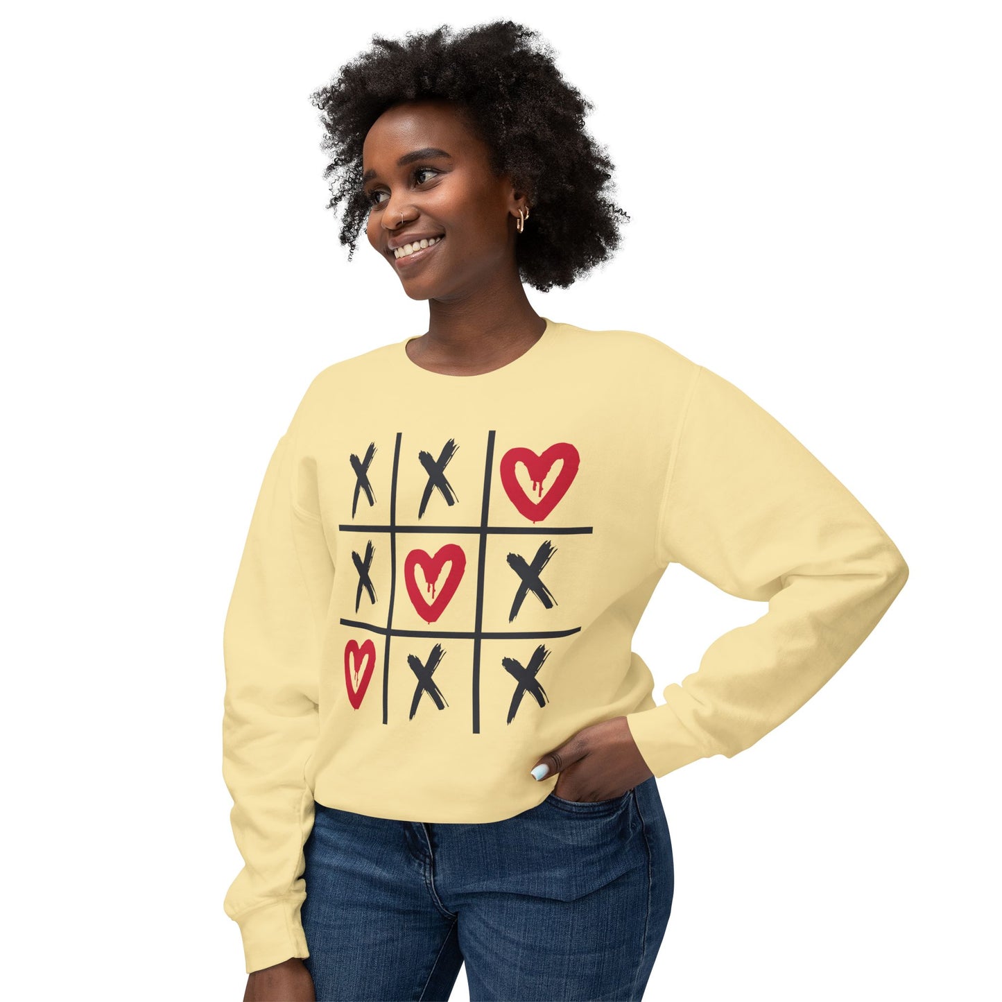 Valentine's Tic Tac Toe Unisex Lightweight Crewneck Sweatshirt