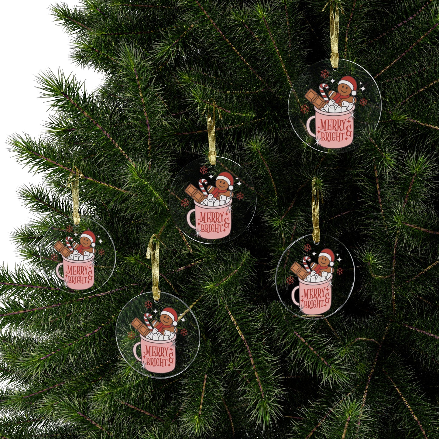 Gingerbread Merry and Bright Acrylic Ornament