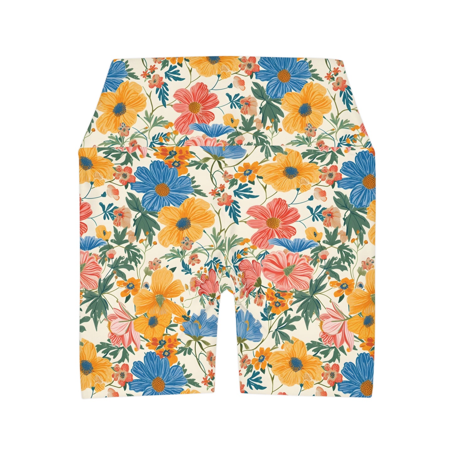 Summer Florals Women's High Waisted Yoga Shorts