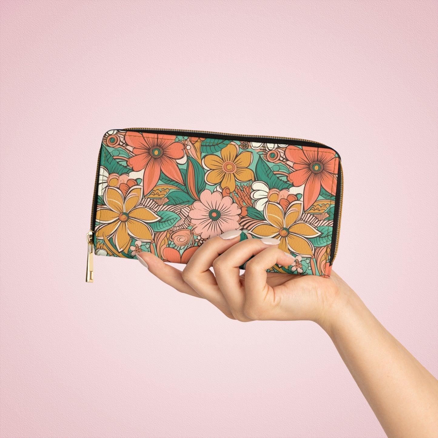 Hippie Florals Zipper Wallet