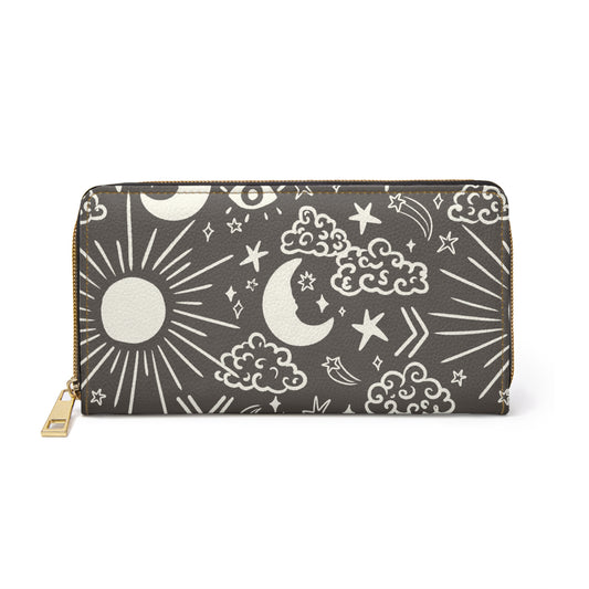 Sun & Moon Doodles Zipper Wallet