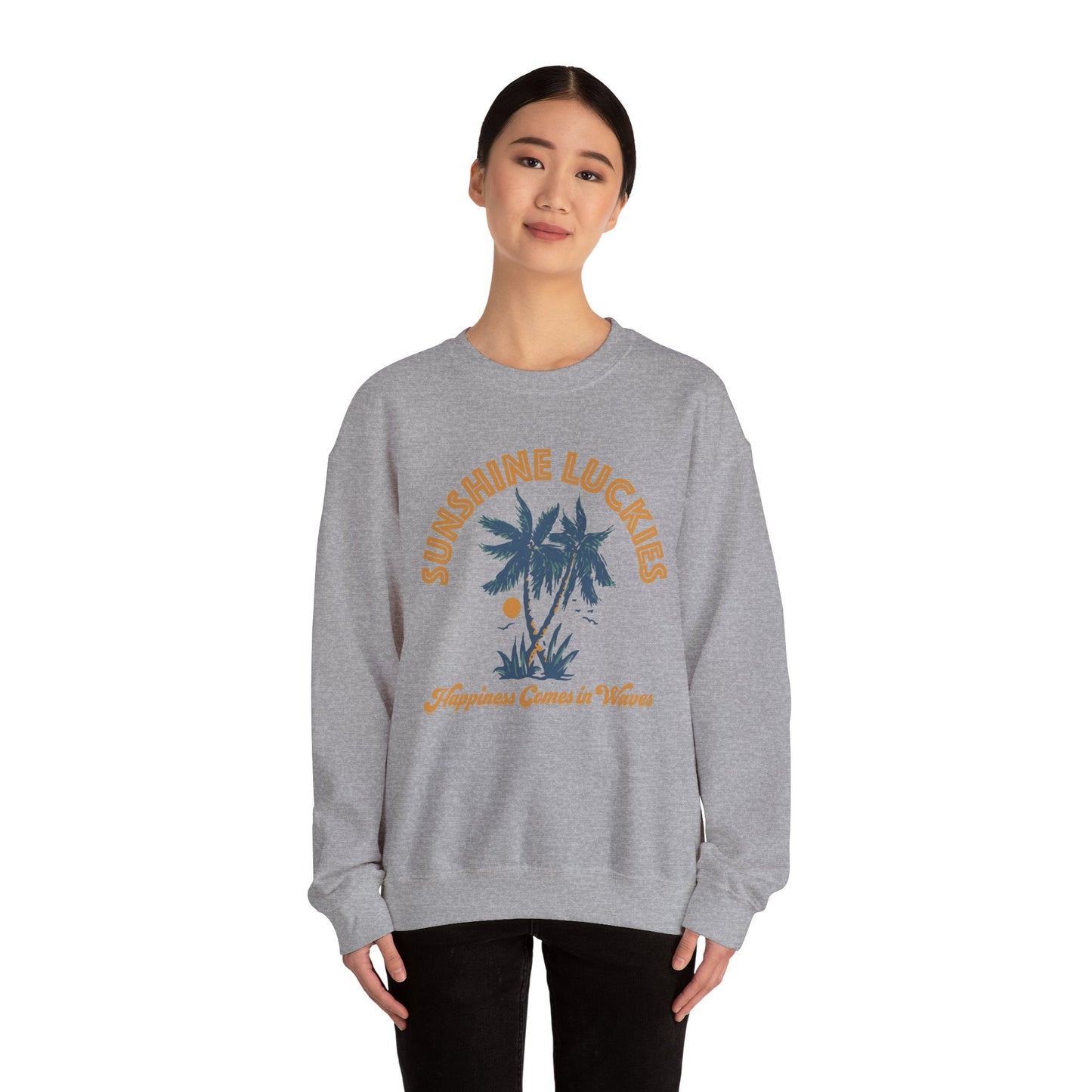 Happiness Comes In Waves Unisex Heavy Blend™ Crewneck Sweatshirt