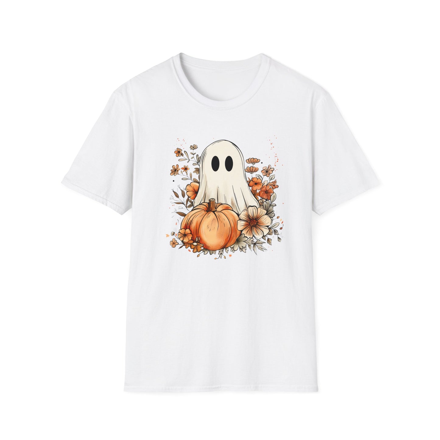 Fall Floral Ghost Unisex Softstyle T-Shirt