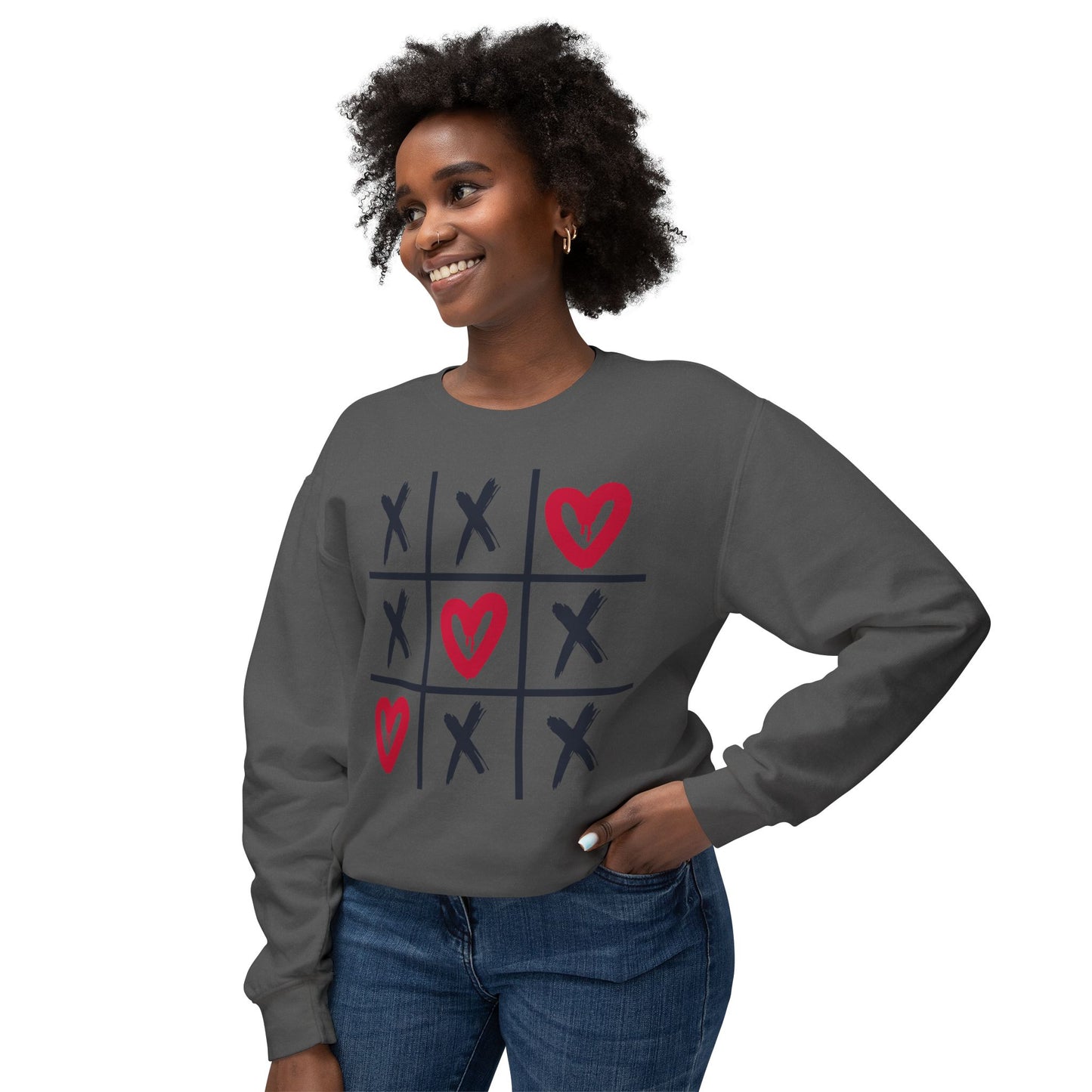 Valentine's Tic Tac Toe Unisex Lightweight Crewneck Sweatshirt