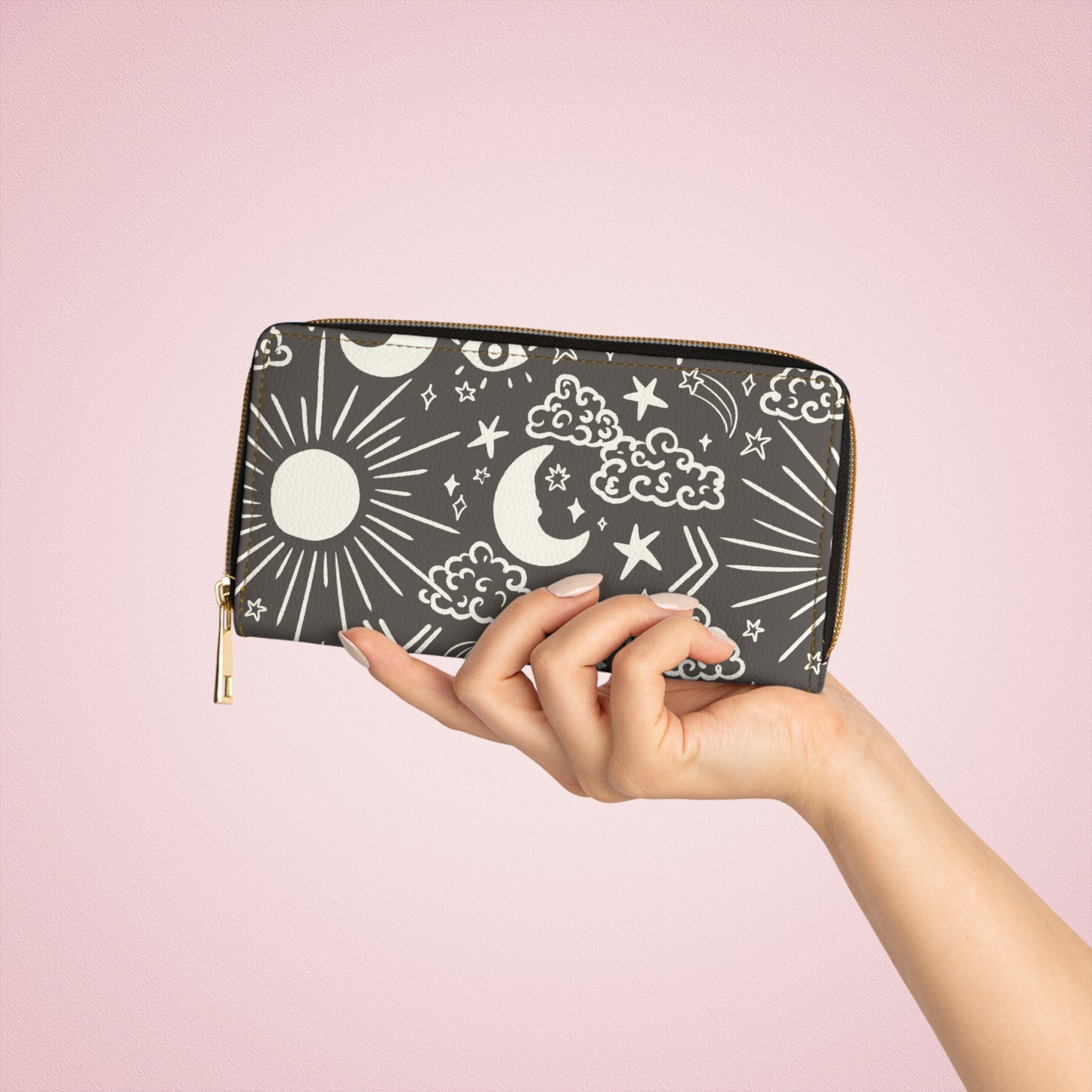 Sun & Moon Doodles Zipper Wallet