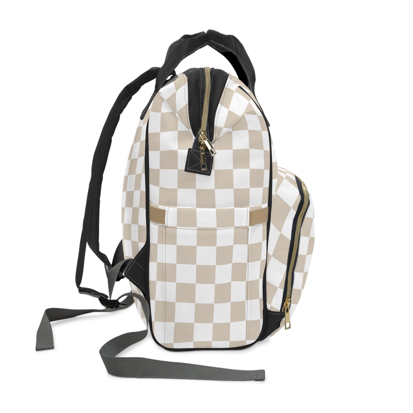 Neutral Checkered Multifunctional Diaper Backpack