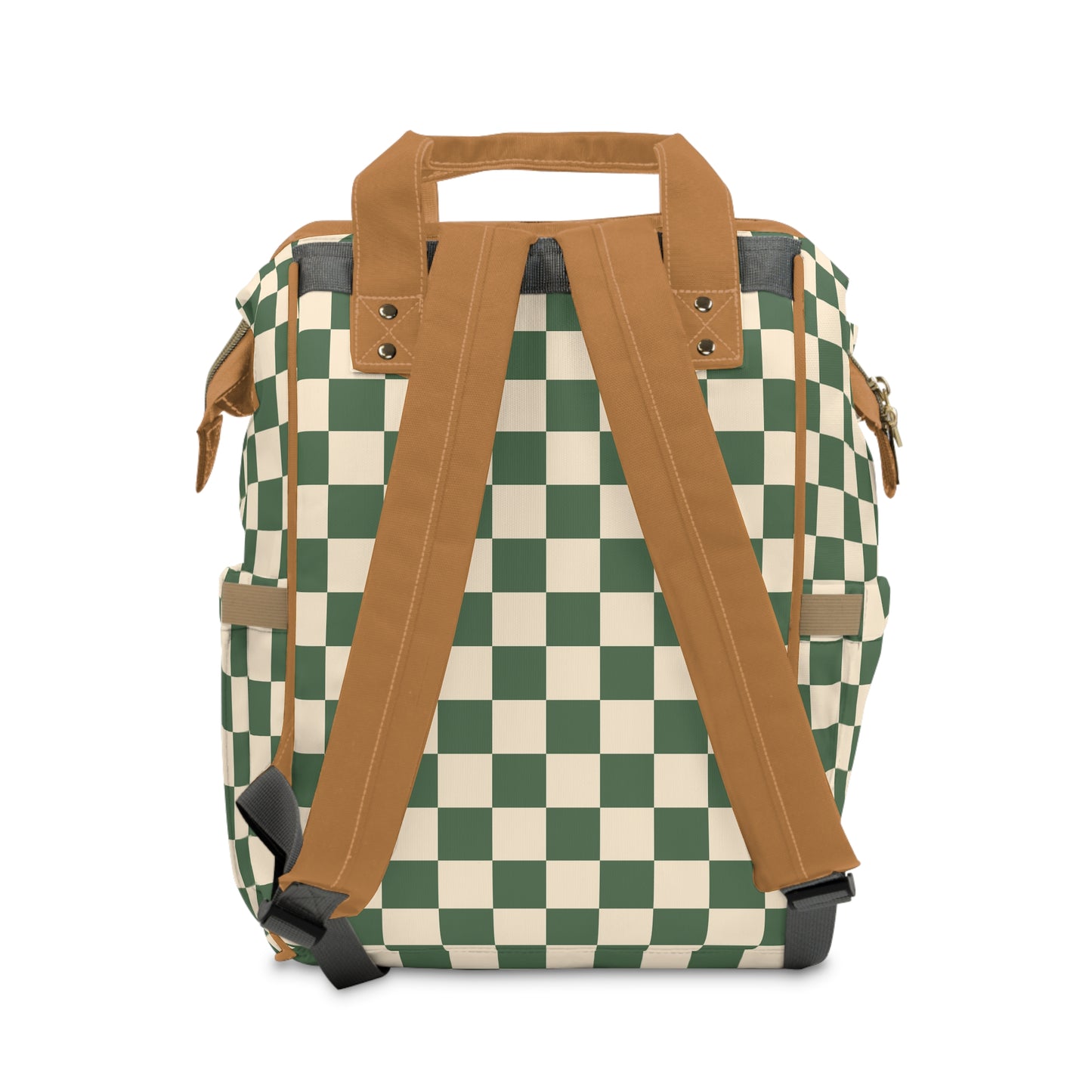 Green Checkered Multifunctional Diaper Backpack