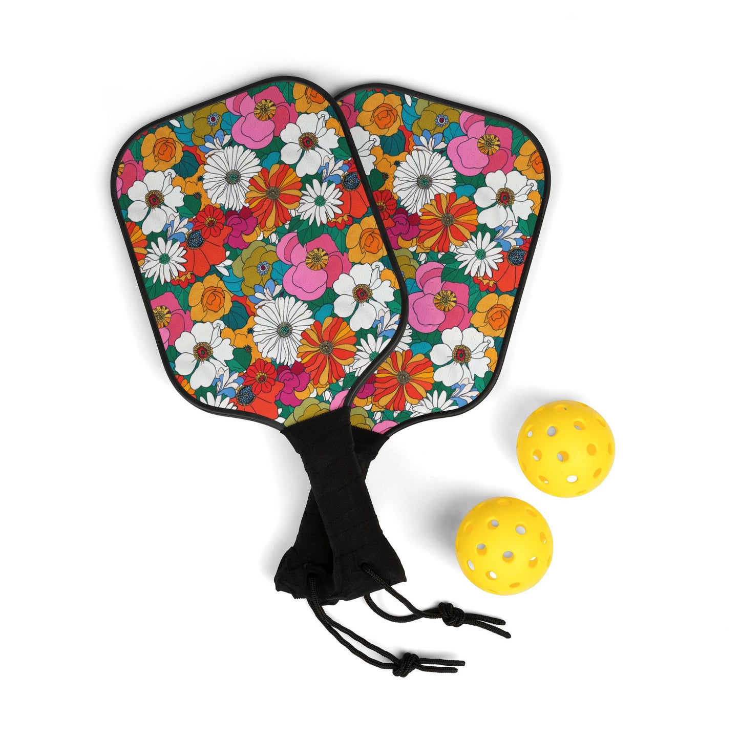 Bright Retro Florals Pickleball Kit