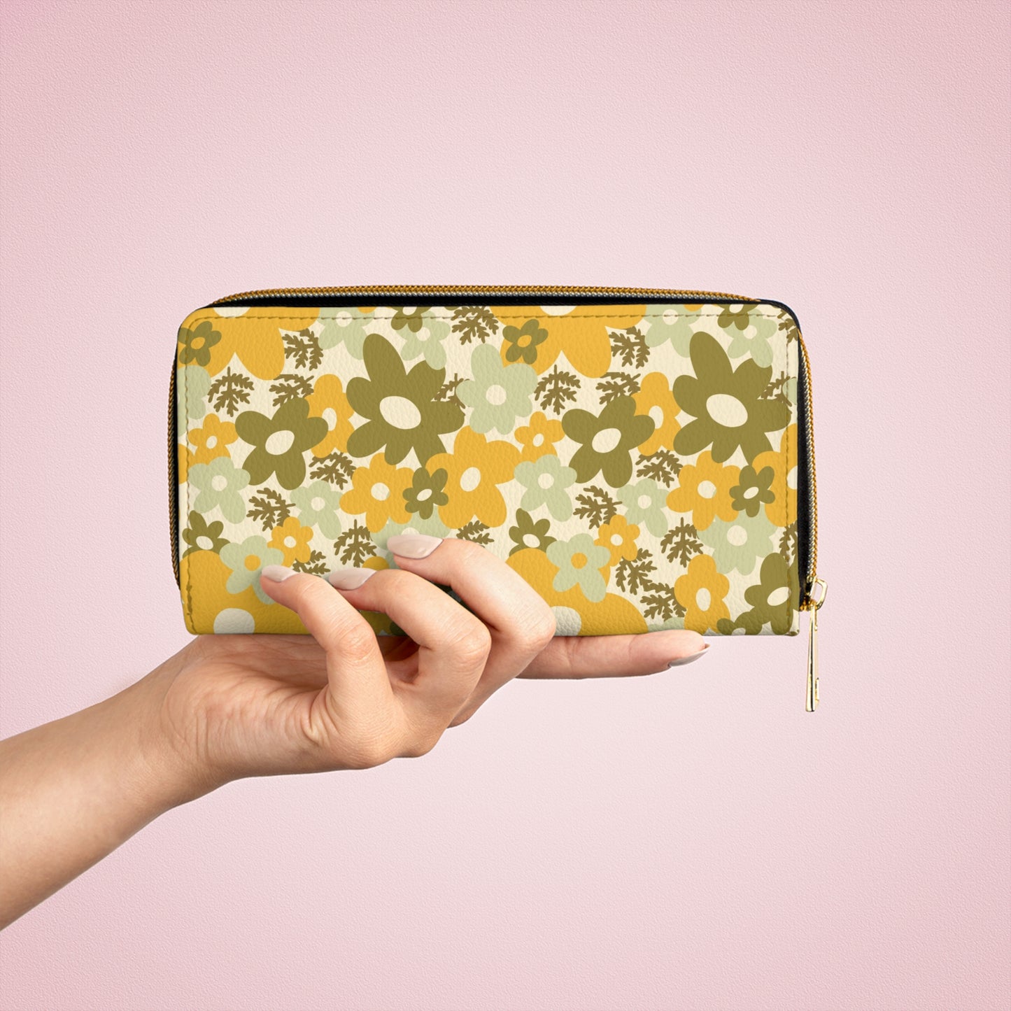 70s Floral Zipper Wallet