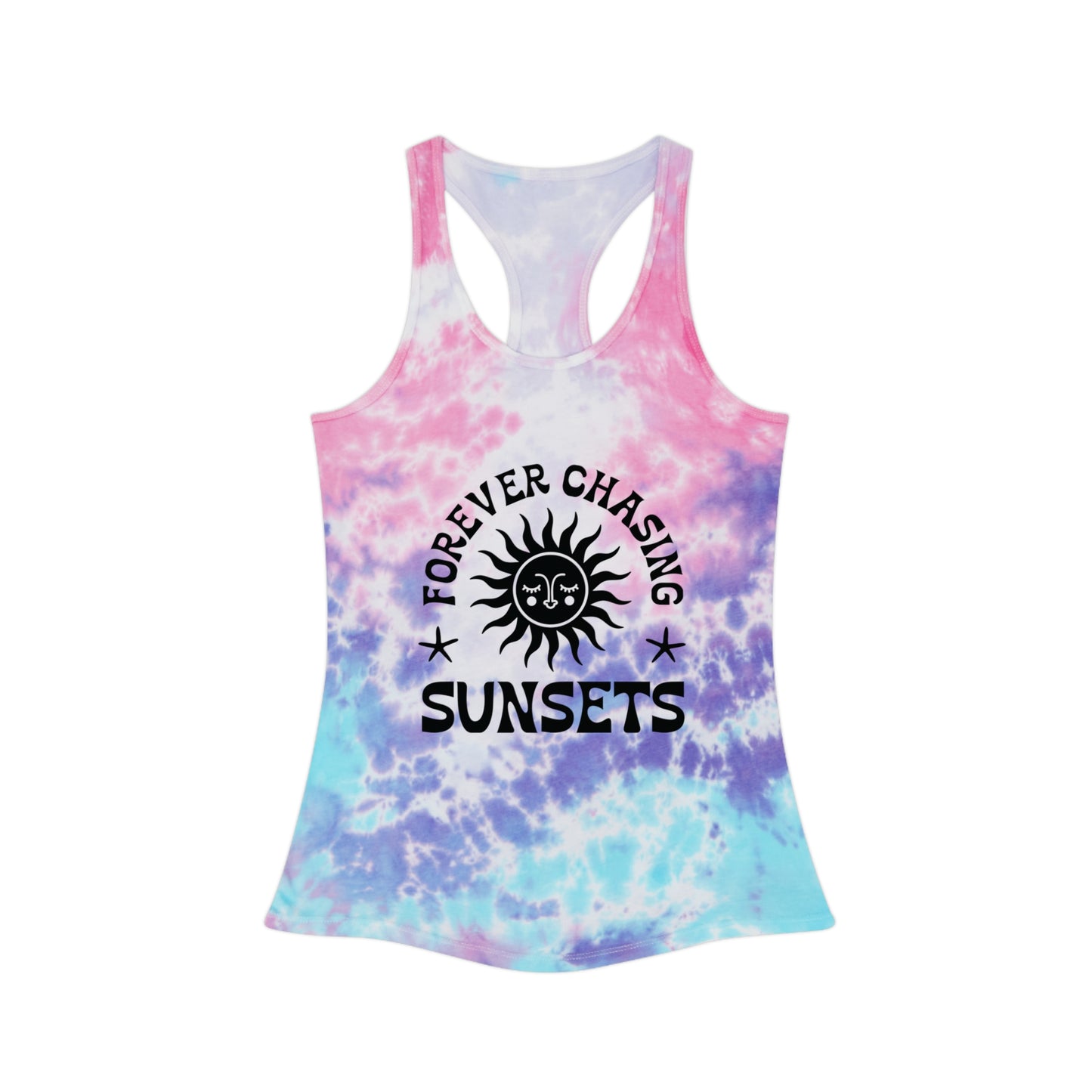 Forever Chasing Sunsets Tie Dye Women's Racerback Tank Top