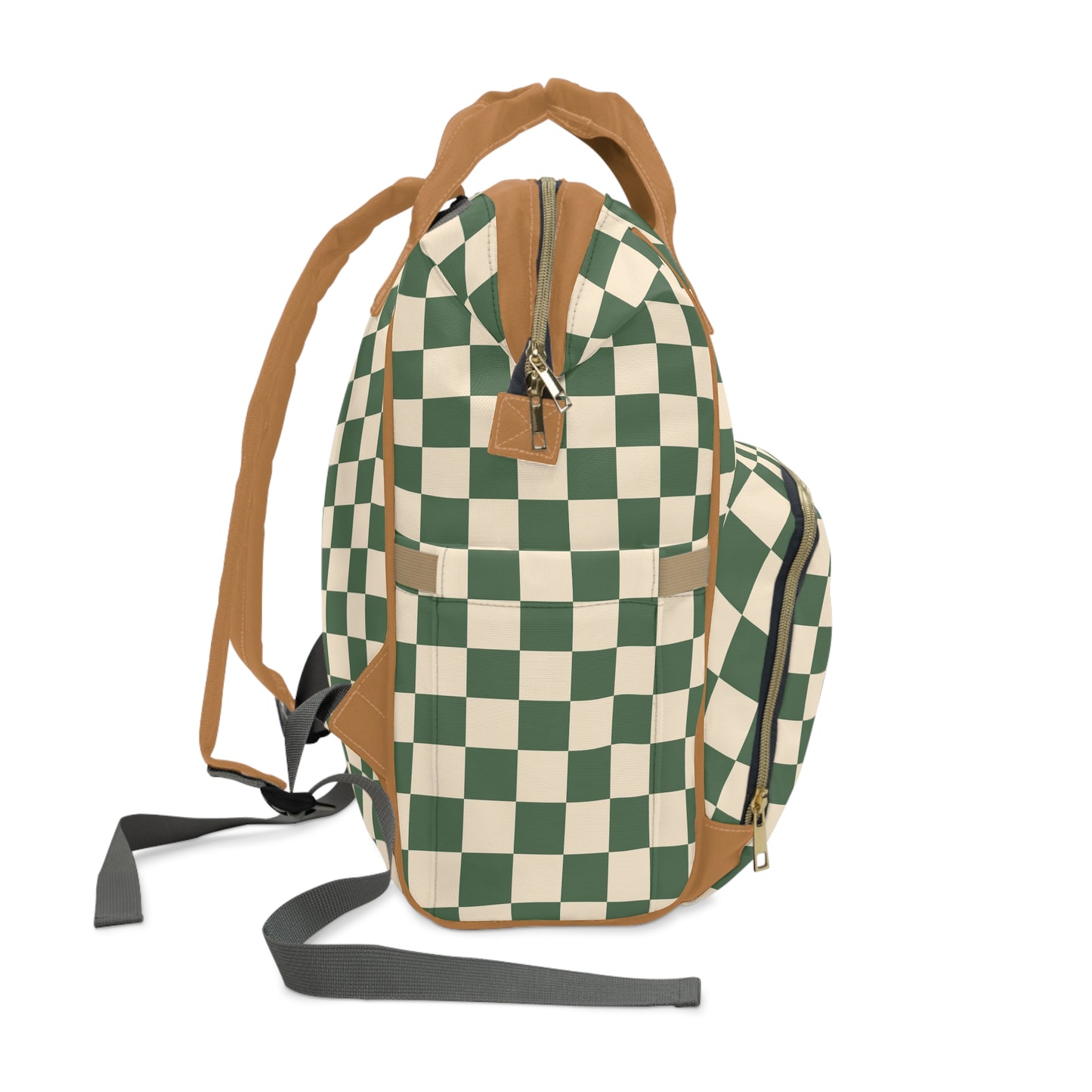 Green Checkered Multifunctional Diaper Backpack