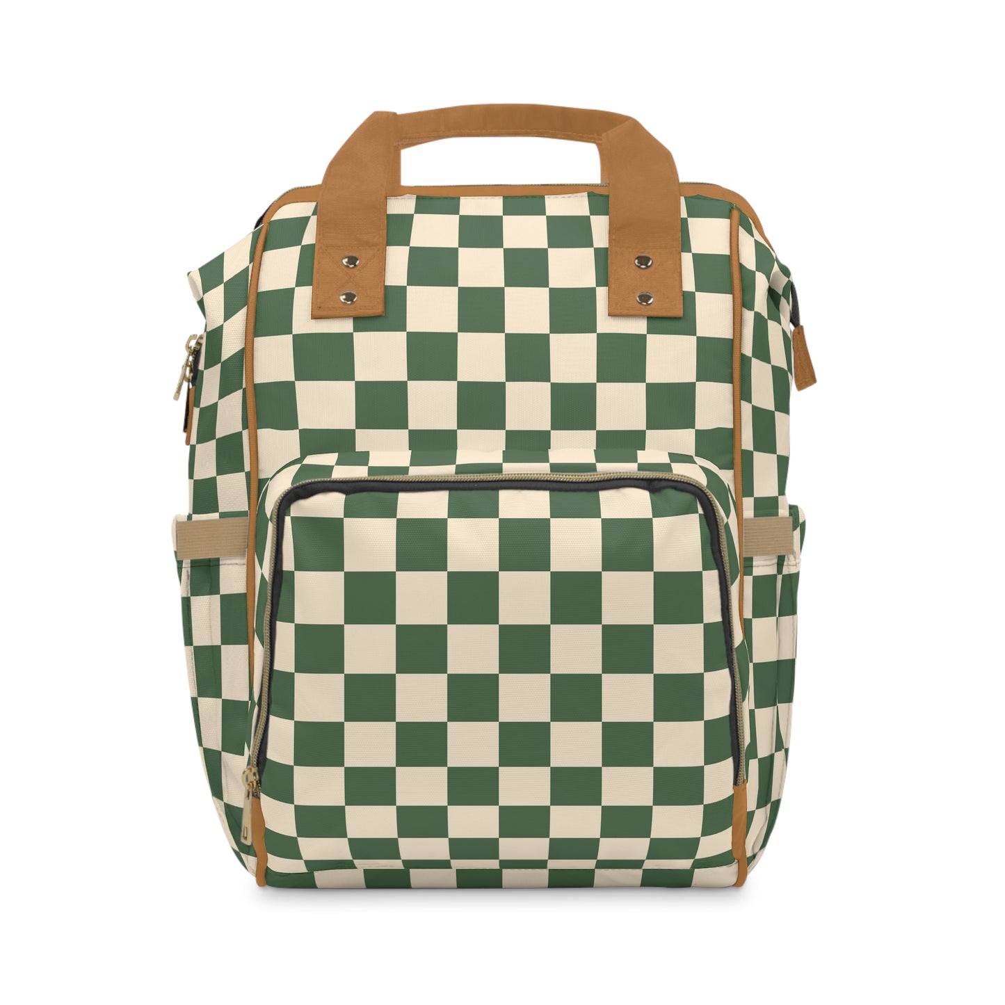 Green Checkered Multifunctional Diaper Backpack