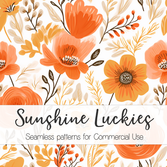 Boho Orange Floral Seamless Pattern